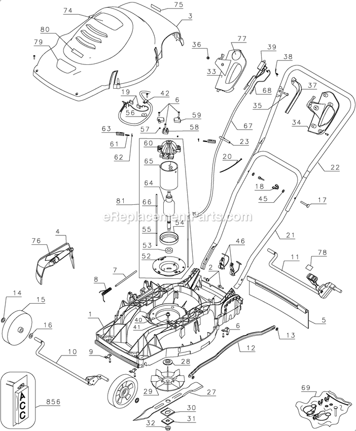 Black and Decker LM175 (Type 1) 18-Inch 6.5a Mower Power Tool Page A Diagram